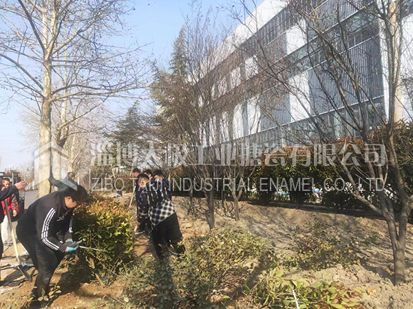 太極辦公后勤人員齊上陣植樹